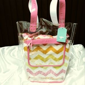 SAM & HADLEY -FUCSHIA HOLY MACKEREL 2-IN-1 TOTE.